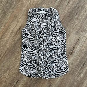 ADORE Zebra Ruffle V-Neck Tank Top